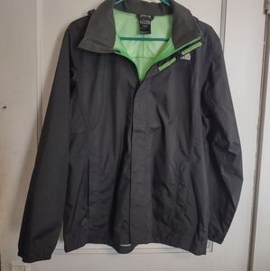 Boys Black/ Neon Green Hooded Rain Jacket North Face sz XL 18/20